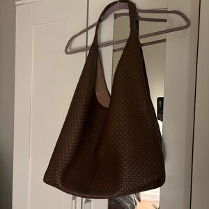 Anne Klein Brown Woven Shoulder Bag